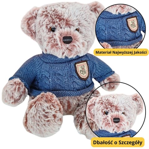 ⁨Pluszowa Maskotka Przytulanka Miś Szary Niebieski Sweterek 21cm⁩ w sklepie Wasserman.eu