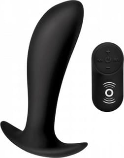 ⁨XR Brands Prostata Plug silikonowy z pilotem, ładowalny, czarny⁩ w sklepie Wasserman.eu