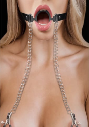 Ouch! O-Ring Ball Gag silikonowy z regulacją i łańcuszkami 35 cm w sklepie Wasserman.eu