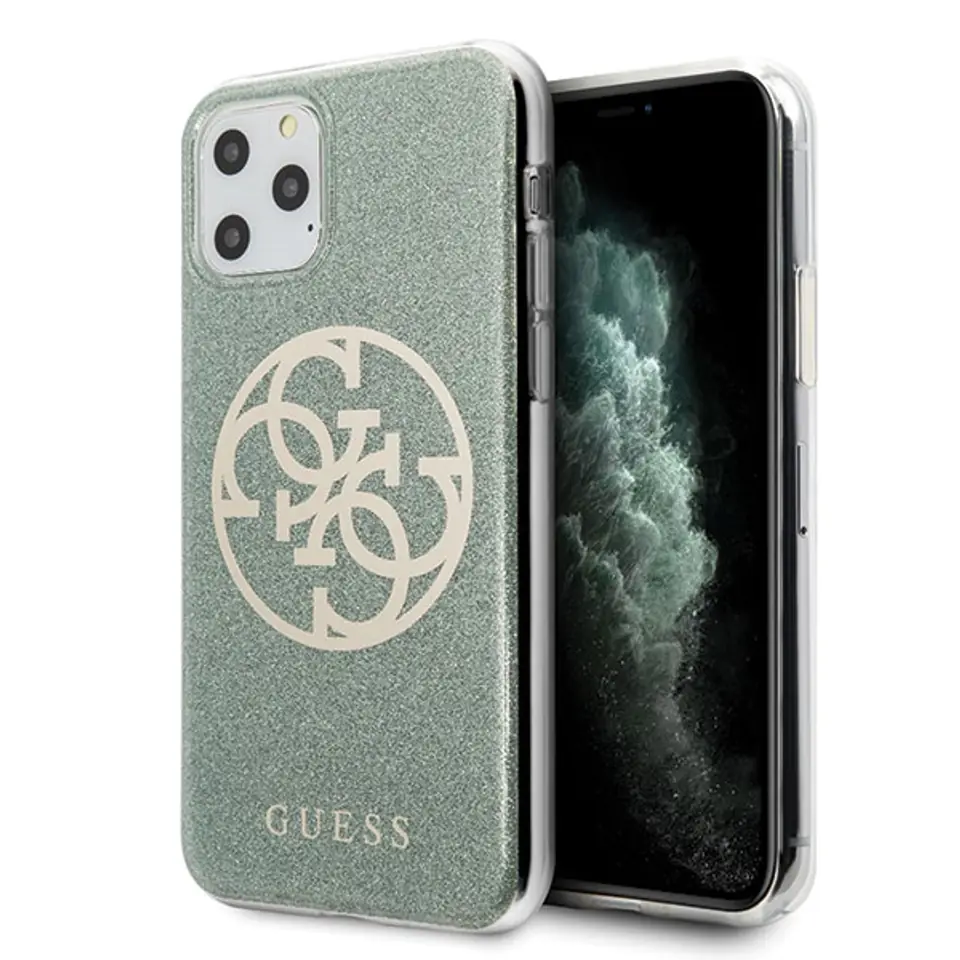 ⁨Guess GUHCN65PCUGLKA iPhone 11 Pro Max khaki hard case 4G Circle Glitter⁩ w sklepie Wasserman.eu