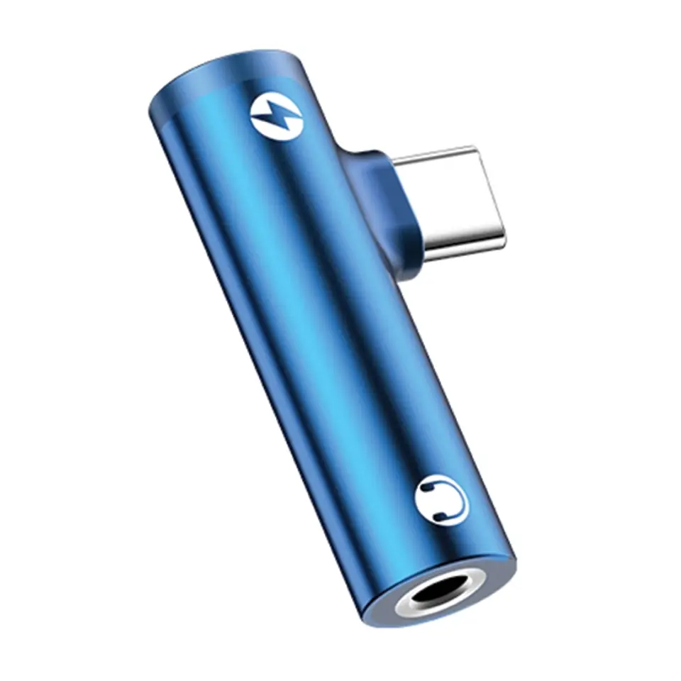 ⁨USAMS Adapter AU07 2in1 USB-C blue/blue USB-C + 3.5mm SJ277TC02 (US-SJ277)⁩ at Wasserman.eu