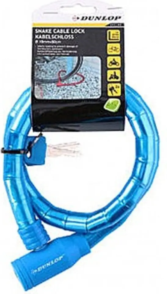 ⁨Dunlop - anti-theft bicycle clasp with key (blue)⁩ at Wasserman.eu