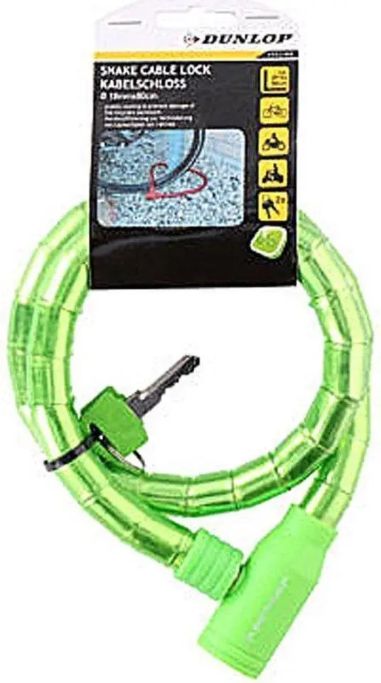 ⁨Dunlop - anti-theft bicycle clasp with key (green)⁩ at Wasserman.eu