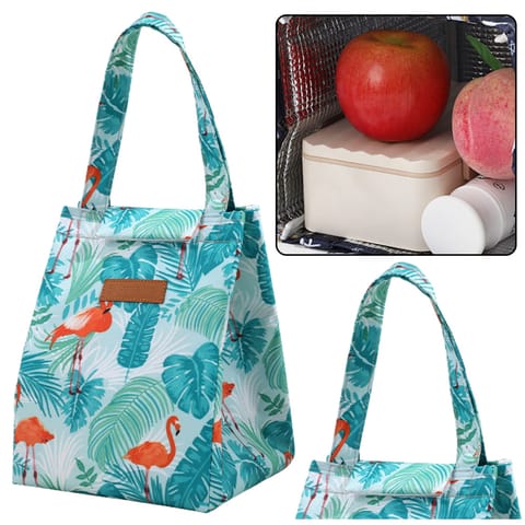 ⁨Torba Termiczna Izolacyjna Śniadaniowa Lunch Bag Liście Flamingi  25cm⁩ w sklepie Wasserman.eu