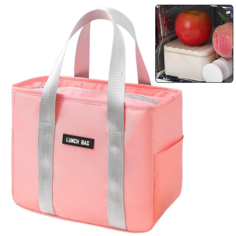 ⁨Torba Termiczna Izolacyjna Śniadaniowa Lunch Bag Różowa 24cm⁩ w sklepie Wasserman.eu