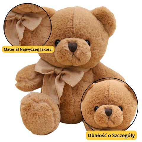 ⁨Pluszowa Maskotka Przytulanka Duży Miś Z Kokardką Brązowy 40cm⁩ w sklepie Wasserman.eu