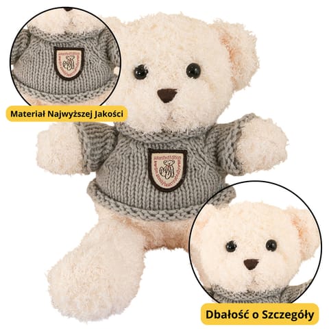⁨Pluszowa Maskotka Przytulanka Miś Biały Szary Sweterek 26cm⁩ w sklepie Wasserman.eu