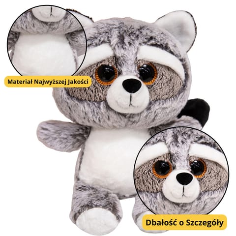 ⁨Pluszowa Maskotka Przytulanka Szop Duże Oczy 22cm⁩ w sklepie Wasserman.eu