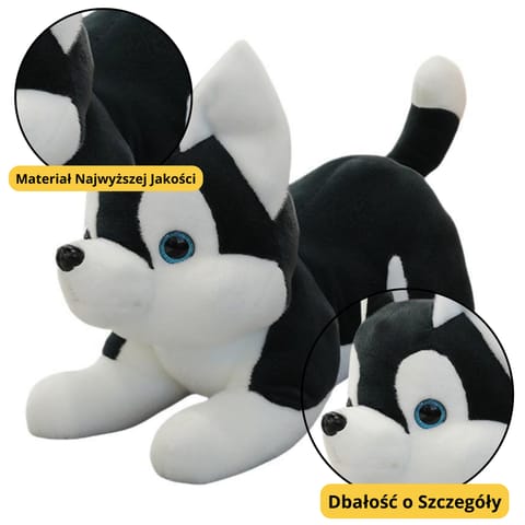 ⁨Pluszowa Maskotka Przytulanka Piesek Husky Czarno-Biały 30cm⁩ w sklepie Wasserman.eu