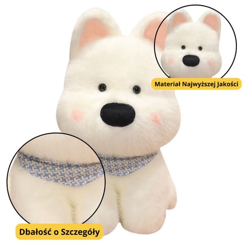 ⁨Pluszowa Maskotka Przytulanka Piesek Z Niebieską Chustą Biały 33cm⁩ w sklepie Wasserman.eu