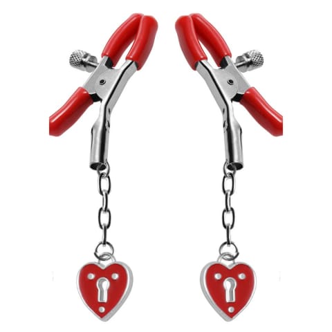 ⁨XR Brands Heart Lock - zaciski z sercem, metal, czerwony, regulowane⁩ w sklepie Wasserman.eu