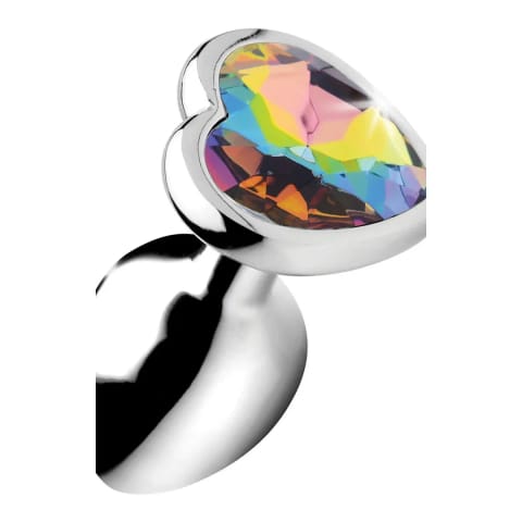 ⁨XR Brands Rainbow Prism Gem korek z sercem, aluminium, mały, tęczowy⁩ w sklepie Wasserman.eu