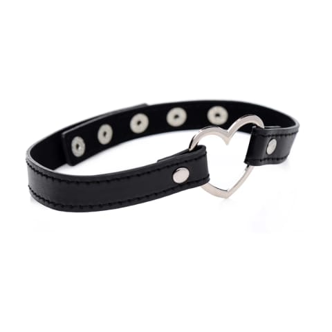 ⁨XR Brands - Czarny Choker w kształcie serca chromowanego⁩ w sklepie Wasserman.eu