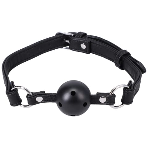 ⁨Doc Johnson Ball Gag Regulowany pasek oddychająca kulka czarna⁩ w sklepie Wasserman.eu
