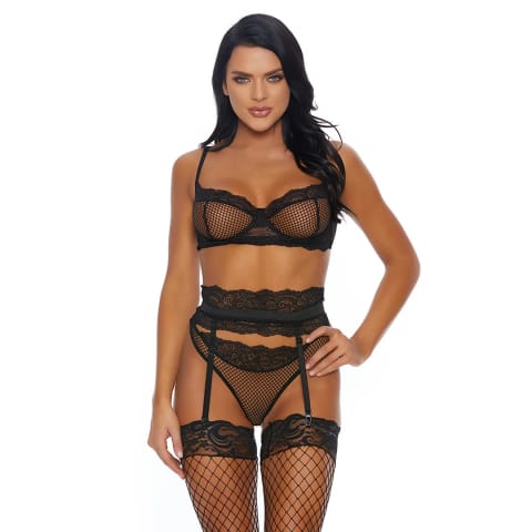 ⁨Forplay Caught Playing komplet bielizny damskiej L koronka 3-częściowy⁩ w sklepie Wasserman.eu
