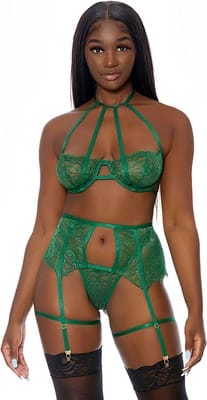 ⁨Body Full Bloom L Forplay komplet bielizny koronkowej z pasem L⁩ w sklepie Wasserman.eu