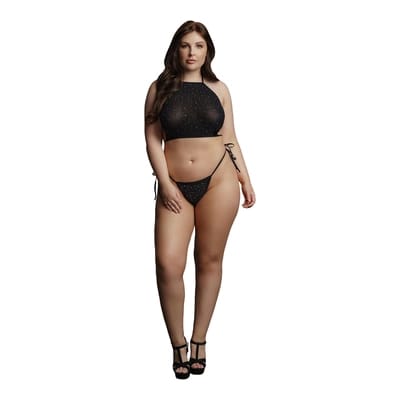 ⁨Le Desir Plus Size Komplet Top i Majtki z Kryształkami 1XL-3XL⁩ w sklepie Wasserman.eu