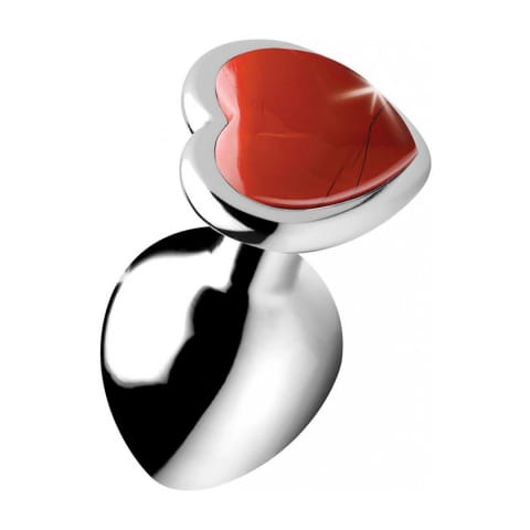 ⁨XR Brands Red Heart Plug średni - aluminiowy, z kryształem jaspisu⁩ w sklepie Wasserman.eu
