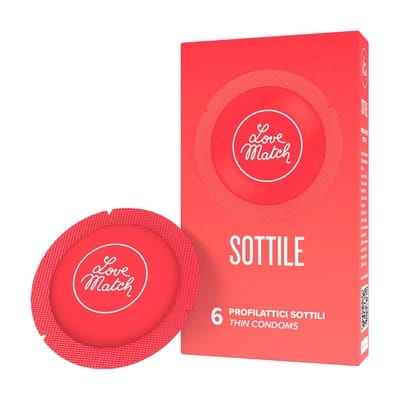 ⁨Love Match Sottile - cienkie prezerwatywy lateksowe 6 sztuk⁩ w sklepie Wasserman.eu