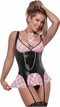 ⁨Magic Silk Dress Up Flirty Freshman LXL - Stroj z krawatem i podwiązkami⁩ w sklepie Wasserman.eu