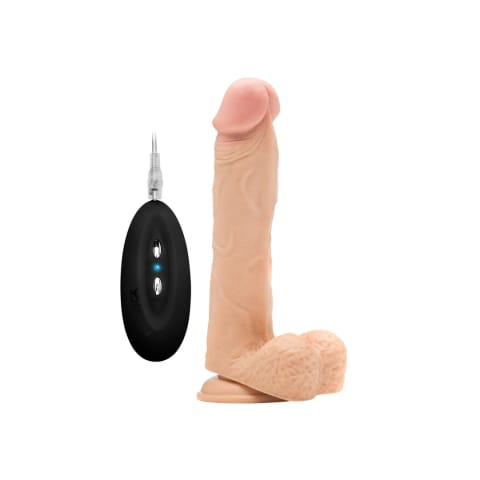 ⁨RealRock Model 23 cm Wibrujący z Pilotem, System Przyssawki, Naturalny⁩ w sklepie Wasserman.eu