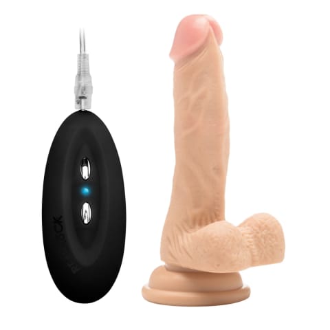⁨RealRock Model 7 Vibrating - Sztuczny członek z pilotem 18 cm, kolor cielisty⁩ w sklepie Wasserman.eu
