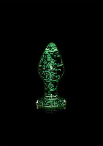 ⁨Ouch! Glow in the Dark Szklany korek intymny świecący średni zielony⁩ w sklepie Wasserman.eu