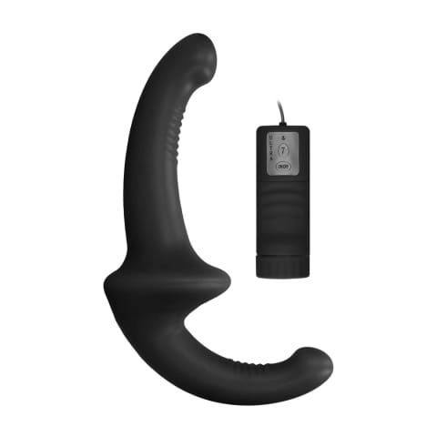 ⁨Ouch! Strap-On Silikonowy Bezpaskowy Wibrujący 10 Trybow Czarny⁩ w sklepie Wasserman.eu
