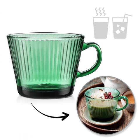 ⁨Filiżanka szklanka ryflowana duża butelkowa zieleń 380 ml 1szt SZK178⁩ w sklepie Wasserman.eu