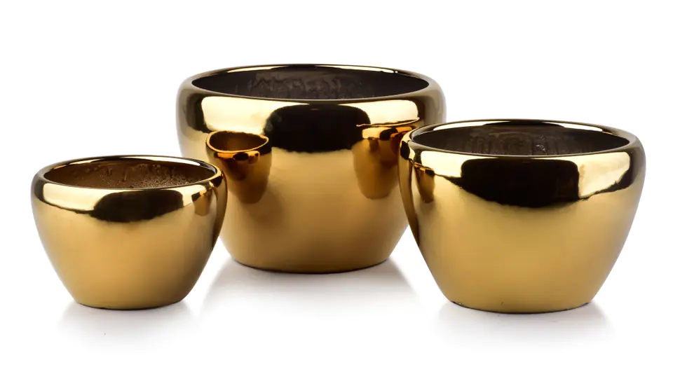 NEVA GOLD SET MIT 3 TÖPFEN XL: 26XH19 / L: 22XH16 / M: 17XH13CM im Wasserman.eu