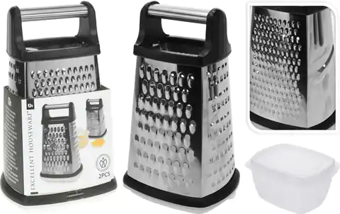⁨4-sided non-slip stainless steel grater 12x14xh23cm⁩ at Wasserman.eu