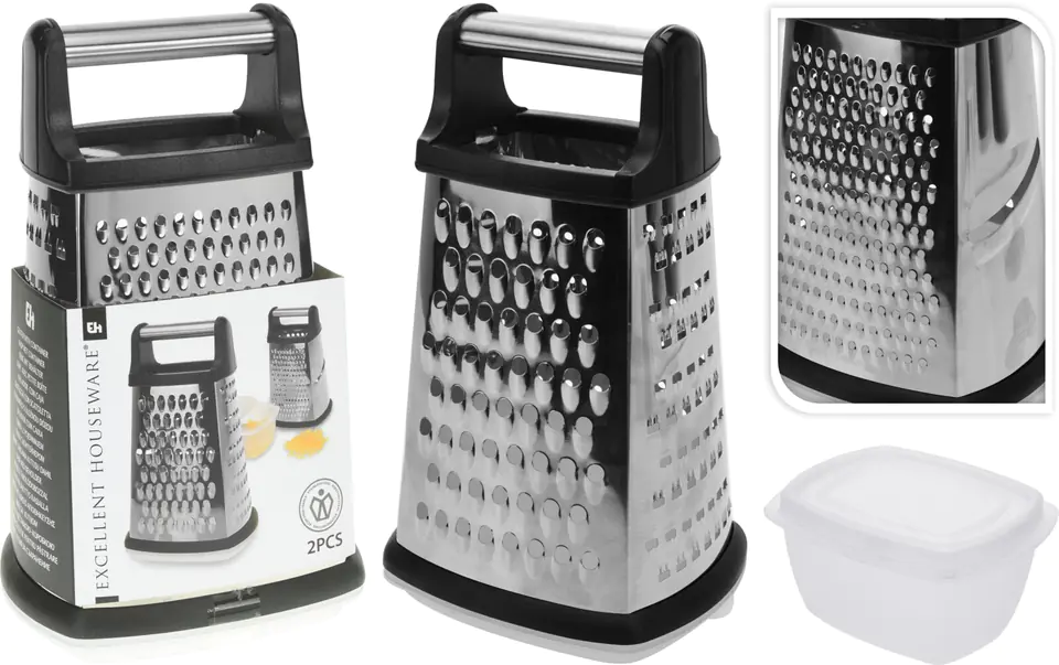 4-sided non-slip stainless steel grater 12x14xh23cm at Wasserman.eu