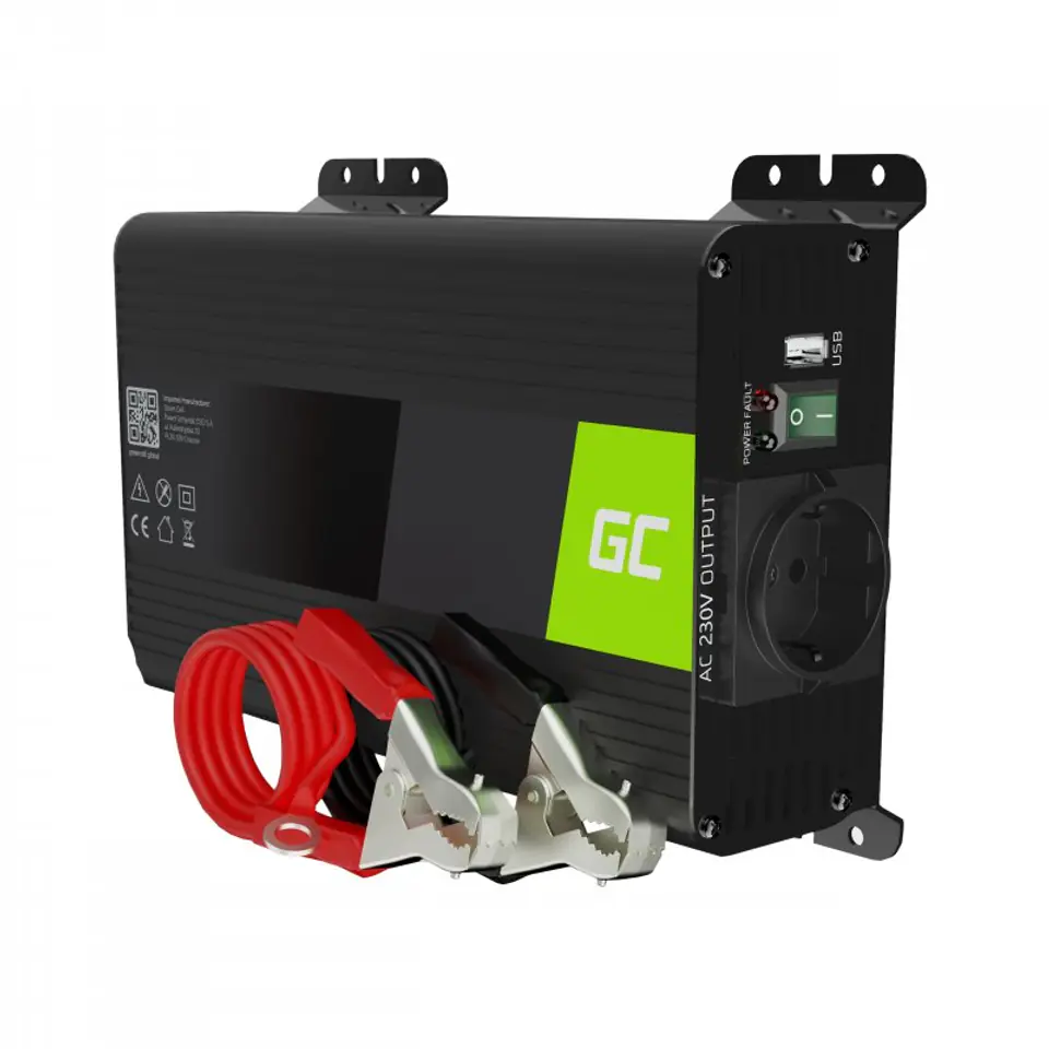 ⁨Green Cell - Voltage Converter Inverter 12V to 230V 300W/600W Pure Sine Wave⁩ at Wasserman.eu