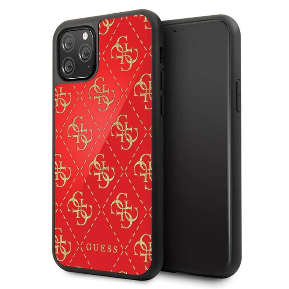 ⁨Guess GUHCN584GGPRE iPhone 11 Proczerwony/red hard case 4G Double Layer Glitter⁩ w sklepie Wasserman.eu