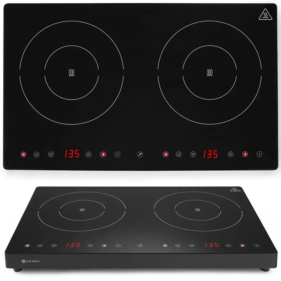 ⁨Adjustable induction cooker with touch panel 2 heating fields Black Line avg. 23 cm 3500 W - Hendi 239414⁩ at Wasserman.eu