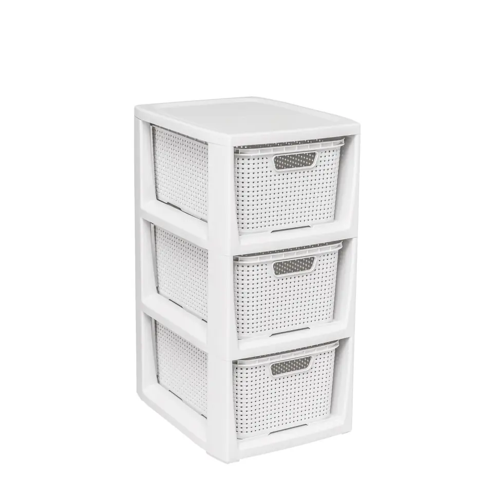 ⁨Bookcase with 3 baskets BranQ antique white⁩ at Wasserman.eu