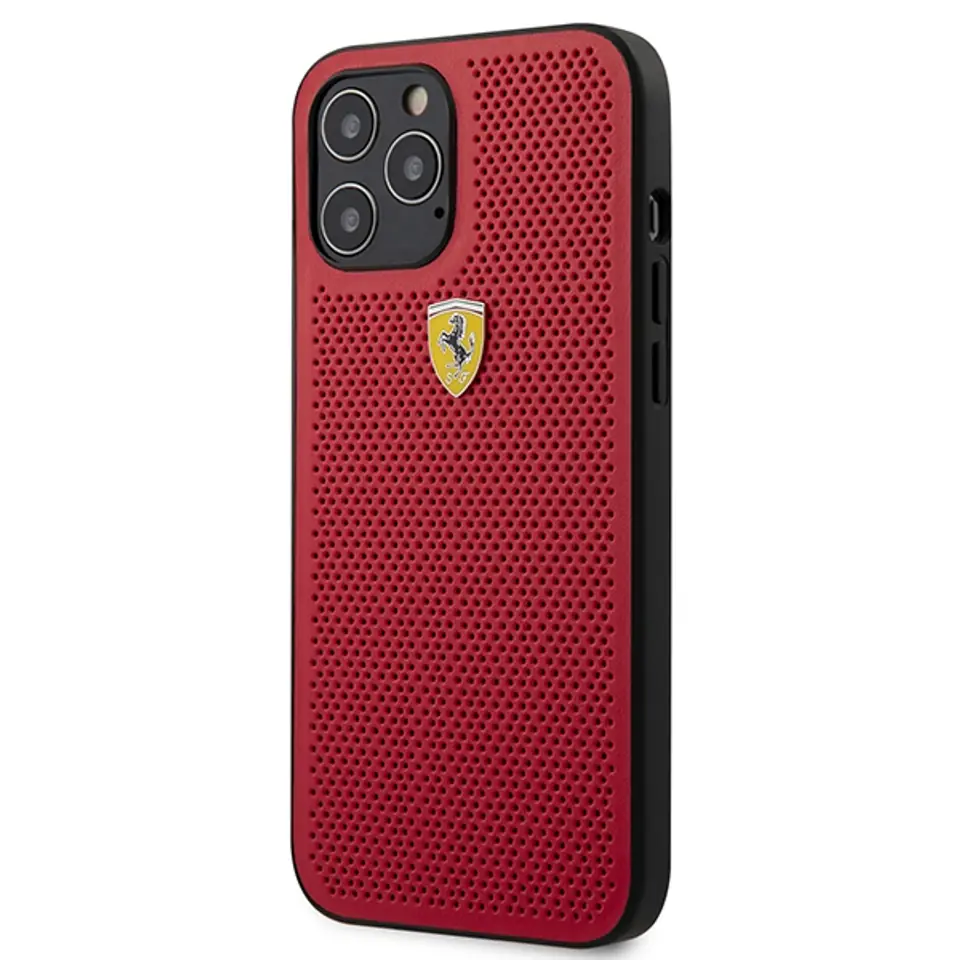 ⁨Ferrari FESPEHCP12LRE iPhone 12 Pro Max 6,7" czerwony/red hardcase On Track Perforated⁩ w sklepie Wasserman.eu