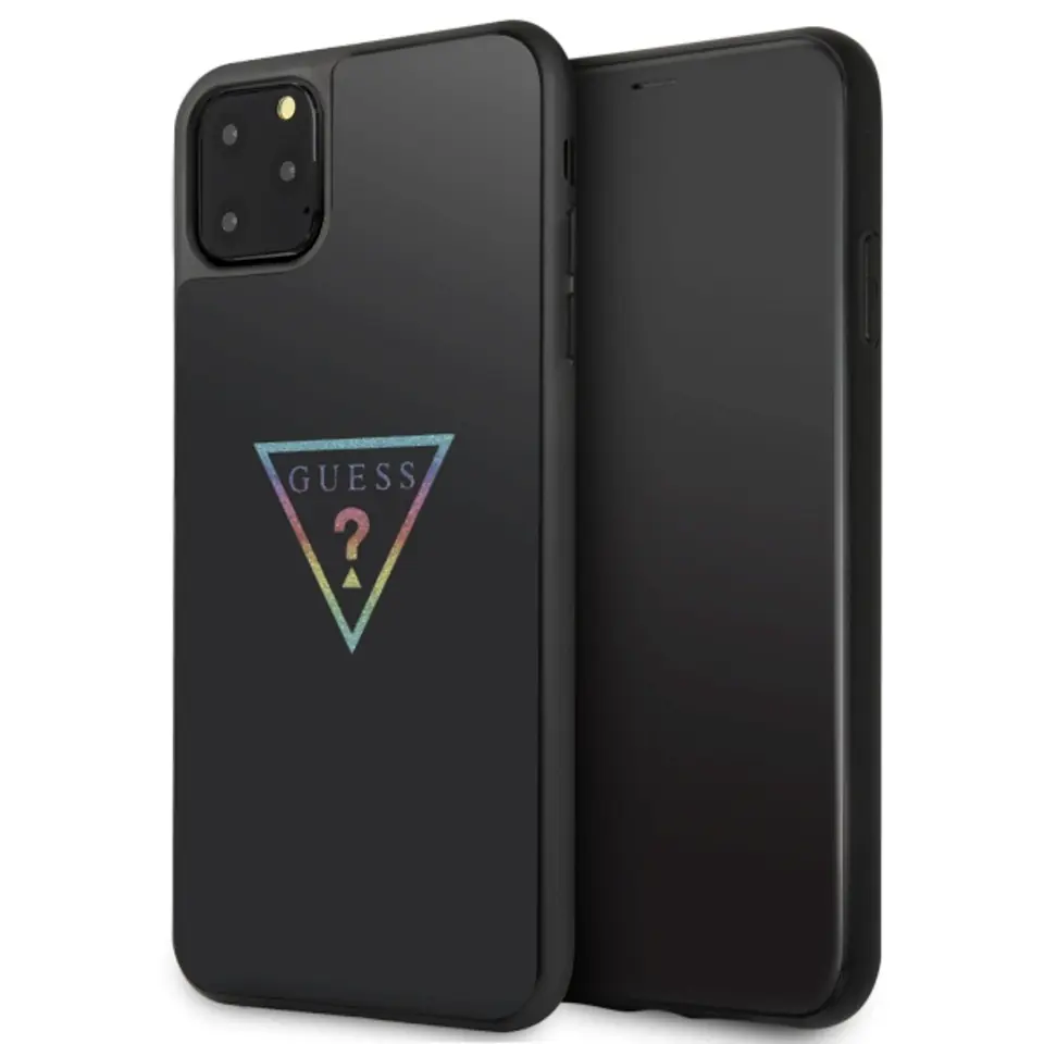 ⁨Guess GUHCN65TRMLBK iPhone 11 Pro Max czarny/black hard case Triangle Glitter⁩ w sklepie Wasserman.eu