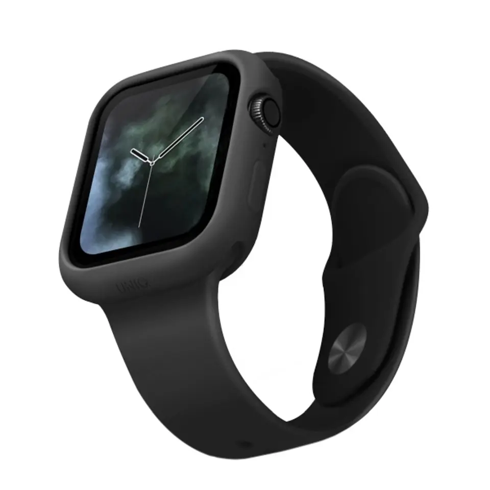 ⁨UNIQ etui Lino Apple Watch Series4/5/6/SE 44mm. czarny/ash black⁩ w sklepie Wasserman.eu