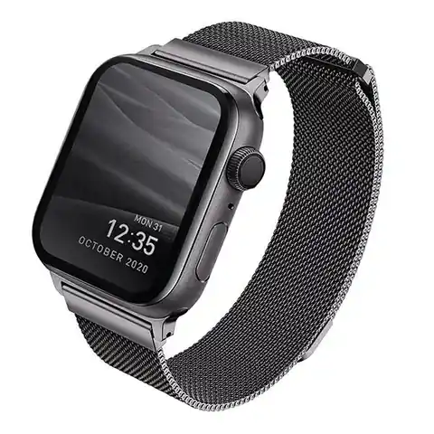 ⁨UNIQ pasek Dante Apple Watch Series 4/5/6/7/8/SE/SE2 38/40/41mm Stainless Steel grafitowy/graphite⁩ w sklepie Wasserman.eu