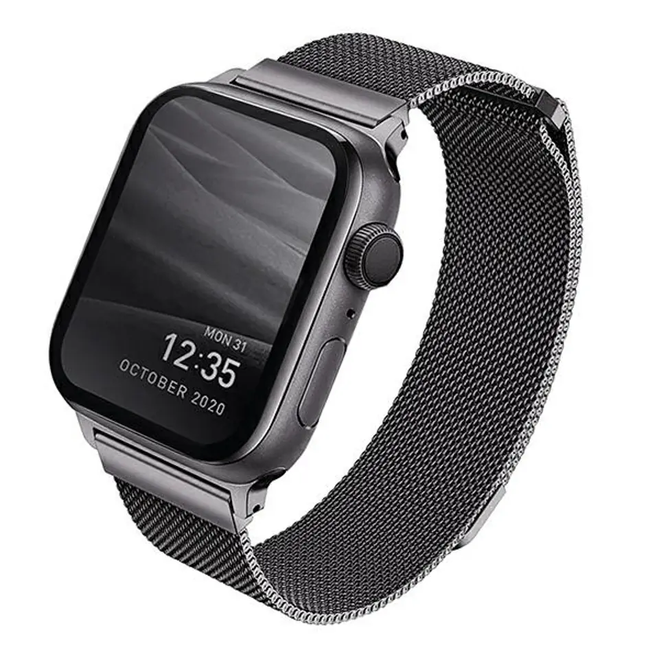 ⁨UNIQ pasek Dante Apple Watch Series 4/5/6/7/8/SE/SE2 38/40/41mm Stainless Steel grafitowy/graphite⁩ w sklepie Wasserman.eu