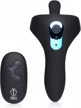 ⁨XR Brands silikonowy pierścień intymny z pilotem, czarny, wielofunkcyjny⁩ w sklepie Wasserman.eu