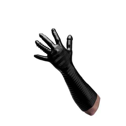 ⁨XR Brands Teksturowana rękawica uniwersalna czarna TPR 39 cm⁩ w sklepie Wasserman.eu