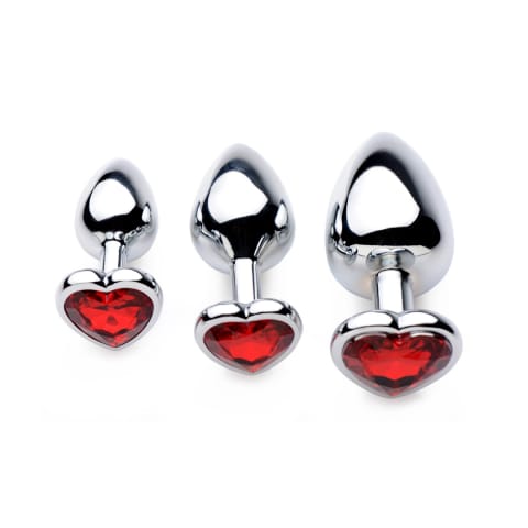 ⁨XR Brands Zestaw 3 wtyczek analnych metalowych czerwony⁩ w sklepie Wasserman.eu