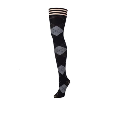 ⁨Kix'ies Kimmie Pończochy Argyle Antypoślizgowe Czarno-Szare A⁩ w sklepie Wasserman.eu