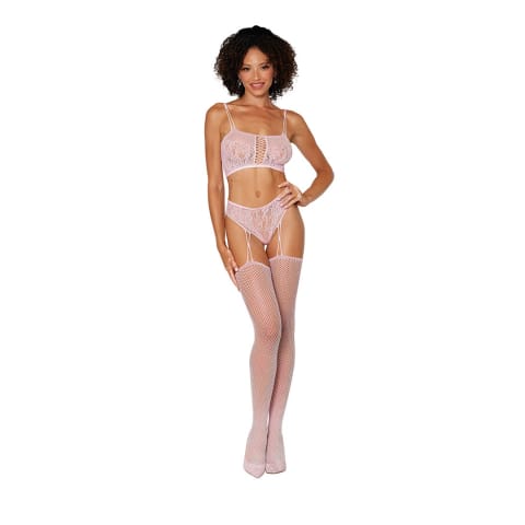 ⁨Dreamgirl Zestaw dwuczęściowy bodystocking koronka i siateczka uniwersalny⁩ w sklepie Wasserman.eu