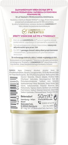 ⁨NIVEA LUMINOUS630® Krem do rąk przeciw przebarwieniom 50 ml⁩ w sklepie Wasserman.eu