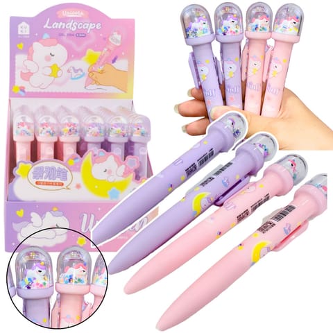 ⁨Długopis Z Kopułą Brokat Figurka Jednorożca Niebieski Tusz 0.5mm⁩ w sklepie Wasserman.eu