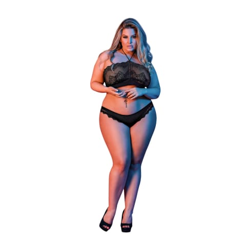 ⁨Magic Silk Exposed Zestaw Bielizny Plus Size Koronka Czarny⁩ w sklepie Wasserman.eu