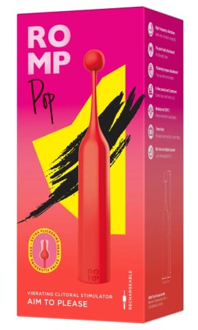 ⁨ROMP Pop Mini urządzenie wibrujące 2 wymienne końcowki silikonowe 14,5cm⁩ w sklepie Wasserman.eu